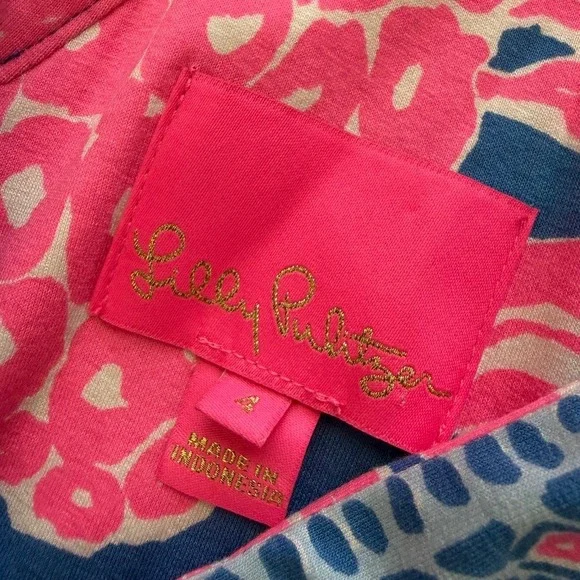 Lilly Pulitzer Taryn Maxi Dress Blue Haven Little Flamenco Size 4 Pink Pineapple - Picture 7 of 11